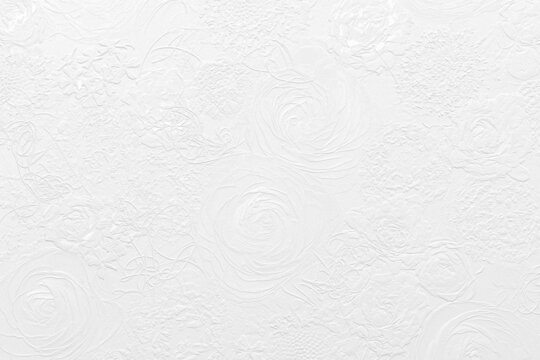 Relief of flowers on white background. 3D illustration. 3D render
