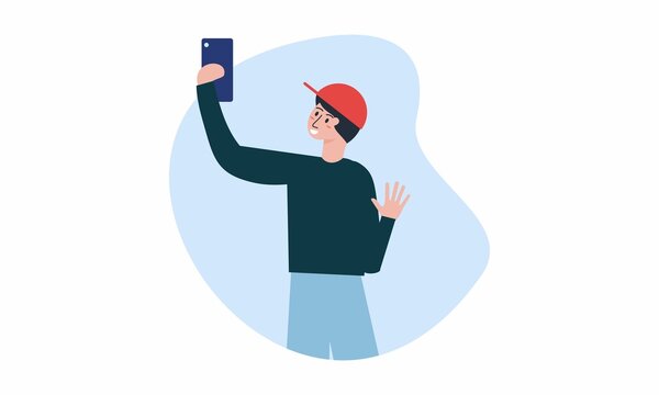 Friends taking a selfie. Friendship and youth concept illustration