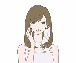 マスク肌荒れに悩む女性