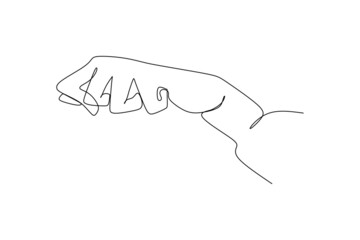 Continuous Line Drawing of Clenched Hand Trendy Minimalist Illustration. One Line Abstract Concept. Hands Minimalist Contour Drawing. Vector EPS 10