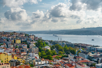 Aerial view of the Bosporus and Istanbul, Turkey