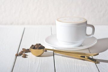 cup of cappuccino on a wooden table, enjoying the good moment, simple pleasures, slow life, digital detox, me time,