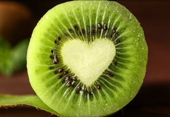 Tasty cut kiwi fruit on table, closeup