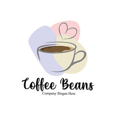 coffee bean drink logo design in brown color vector illustration