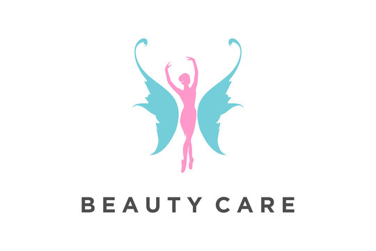 
Beauty Flying Butterfly Woman Silhouette logo design inspiration