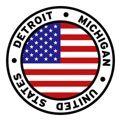 Round Detroit Michigan United States Flag Clipart