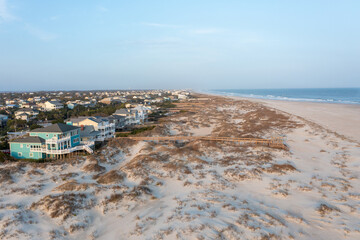 Aerial view of Emerald Isle, North Carolina looking North along the beach