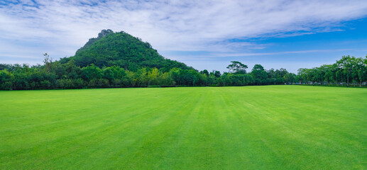 Natural scenery of green grassland at the foot of Malu mountain in Liuzhou, China