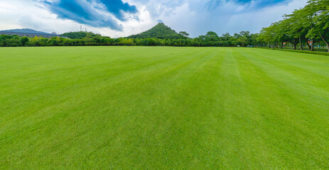 Natural scenery of green grassland at the foot of Malu mountain in Liuzhou, China