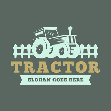 Tractor Logo Design Concept for Company Logo in Agribusiness Sector. Vehicle Logo for Plowing Rice Fields and Fields