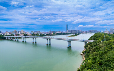 Urban environment of Wenchang Bridge in Liuzhou, Guangxi, China