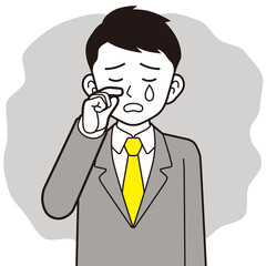 若い男性ビジネスマン　泣く