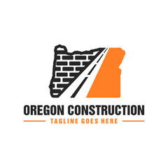 oregon country road construction illustration logo