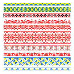Set of Pixelized pattern Vyshyvanka Traditional Ukrainian Seamless Pattern slavic ornament