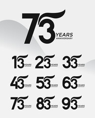 Set of Anniversary logotype black color with white background for celebration