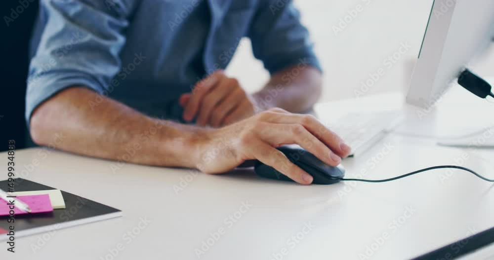 Aufkleber Making the right adjustments. Man working on a computer in a modern office. Closeup of businessman typing on computer keyboard in his office