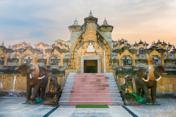 Sandstone pagoda in Wat Pa Kung Temple, Wat Prachakom Wanaram, Roi Et, Thailand.Amazing Thailand.