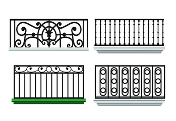 Vector a set of various types of balconies - 499936859