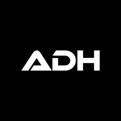 ADH letter logo design with black background in illustrator, vector logo modern alphabet font overlap style. calligraphy designs for logo, Poster, Invitation, etc.