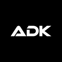 ADK letter logo design with black background in illustrator, vector logo modern alphabet font overlap style. calligraphy designs for logo, Poster, Invitation, etc.