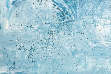 Abstract blue art background. Oil painting on canvas. Blue and white texture. Fragment of artwork....