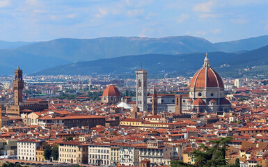 Fototapeta na wymiar Florence City in Italy and the big Dome with bright and vivid colors