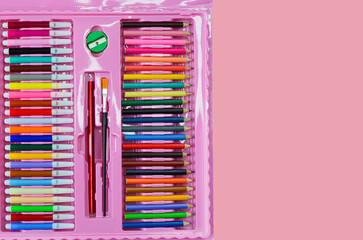 schoolchildren's set for creativity and learning to draw for children, a set of colored pencils and...