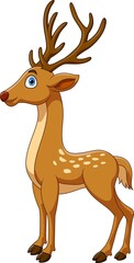 Cartoon funny deer on white background
