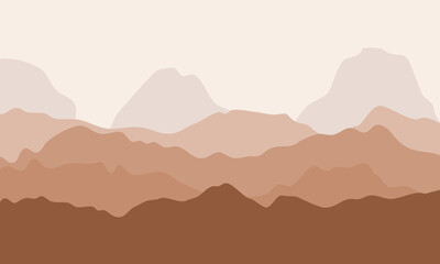 Abstract desert mountains background. Vector illustration with brown mountain landscape. Calm peaks