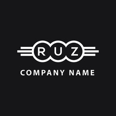 RUZ letter logo design on black background. RUZ  creative initials letter logo concept. RUZ letter design.