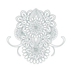 Colouring page of beautiful flowers for adults and kids in monochrome colour with white background