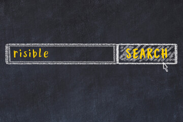 Chalk sketch of browser window with search form and inscription risible