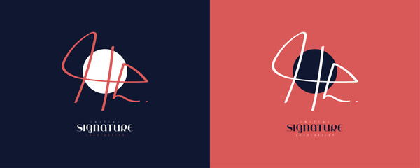 Minimal H and H Logo Design with Handwriting Style. HH Signature Logo or Symbol