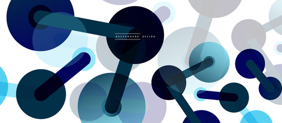 Line points connections geometric abstract background. Circles connected by lines. Trendy techno business template for wallpaper, banner, background or landing