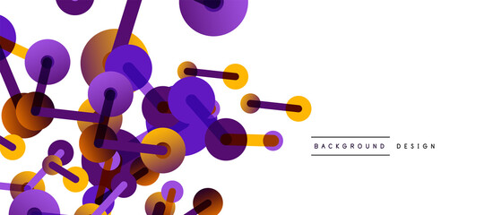 Line points connections geometric abstract background. Circles connected by lines. Trendy techno business template for wallpaper, banner, background or landing