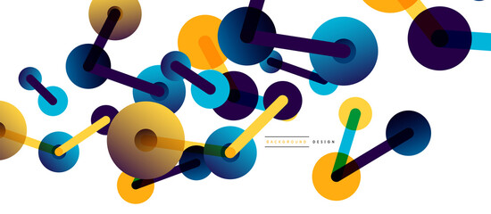 Abstract background. Round dots connected by lines. Trendy techno business template for wallpaper, banner, background or landing