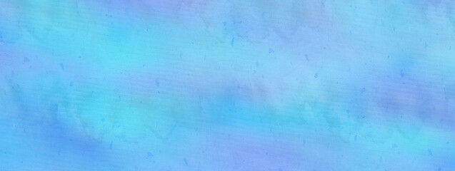 Blue watercolor texture with irregular stains. Panoramic background. 