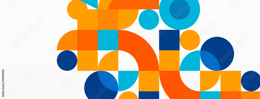 Leinwandbilder Minimal geometric abstract background. Circle square and triangle design. Trendy techno business template for wallpaper, banner, background or landing