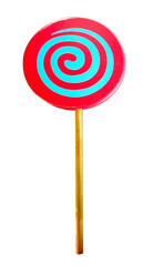 Lollipop made from wood isolated on white background
