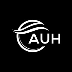 AUH letter logo design on black background. AUH  creative initials letter logo concept. AUH letter design.
