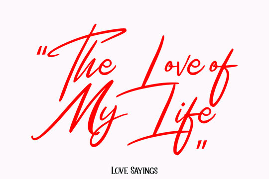 The Love of My Life Cursive Red Color Typography Text on Light Pink Background