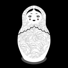 Russian Matryoshka. Traditional Russian folklore dolls with big eyes and lips. Babushka doll with hohloma, traditional painted floral pattern. Hand drawn vector illustration