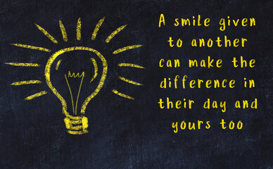 Black chalkboard with a bulb sketch and smart quote