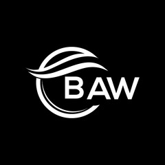 BAW letter logo design on black background. BAW  creative initials letter logo concept. BAW letter design.