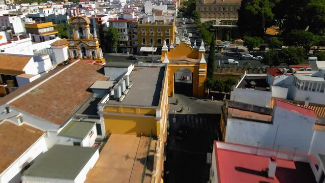 Revealing Shot Over Macarena Gate in Seville