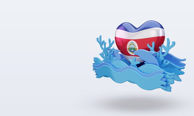 3d ocean day Costa Rica love flag rendering right view