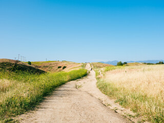 View of Mountains, Hills, Grass, and the City in Los Angeles