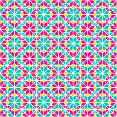 Eastern seamless pattern vector illustartion. Asian geometric repeated background. Islamic backdrop. Arabic template ornamental design with arabesque and rhombus tile texture elements