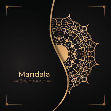 Gold mandala background design template.