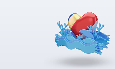 3d ocean day Seychelles love flag rendering right view
